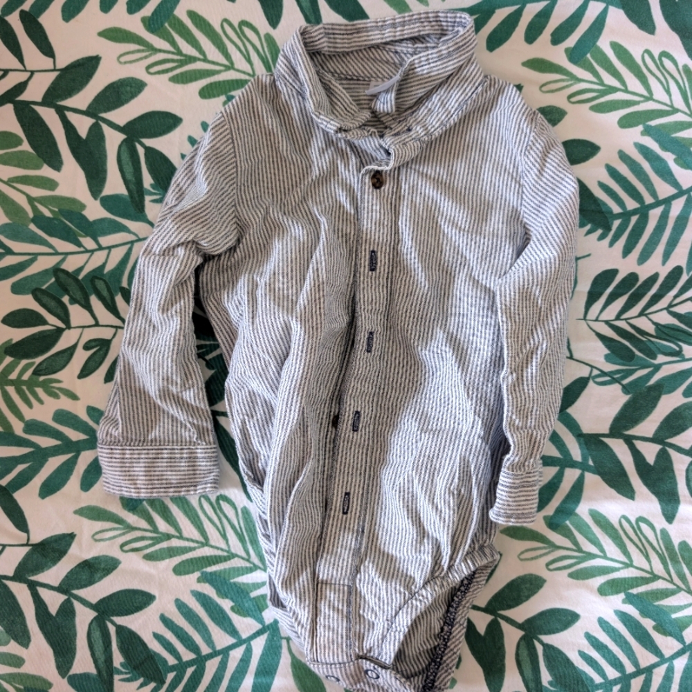 Carter's Navy and White Striped Baby Onesie